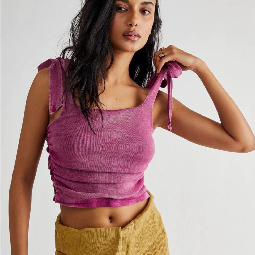 free people boulevard tank in pink berry